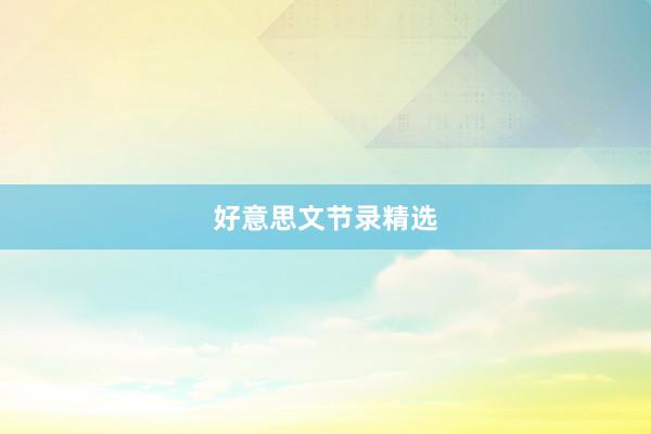 好意思文节录精选