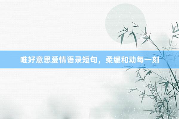 唯好意思爱情语录短句，柔缓和动每一刻
